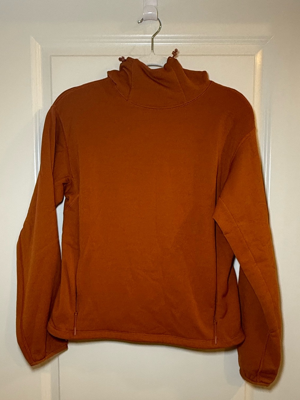 Aritzia TnAction Polartec Rust Brown Funnel Neck Hooded Pullover Sweatshirt